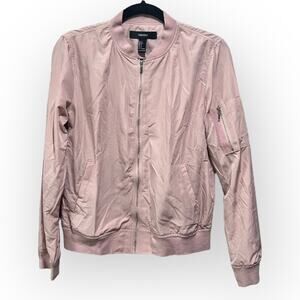Forever 21 Lightweight Zip Up Bomber Jacket sz S Pink